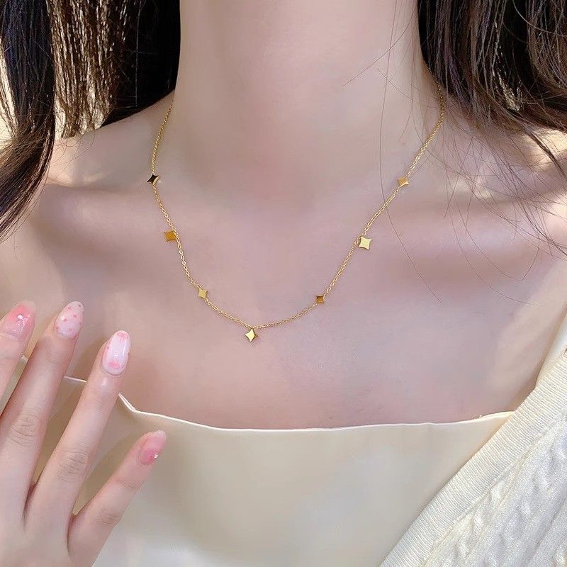 Bracelet de cheville léger et luxueux en acier titane avec paillettes étoilées et losanges scintillantes pour femme, exquis, plein ciel, étoile, haut de gamme_voghion.com