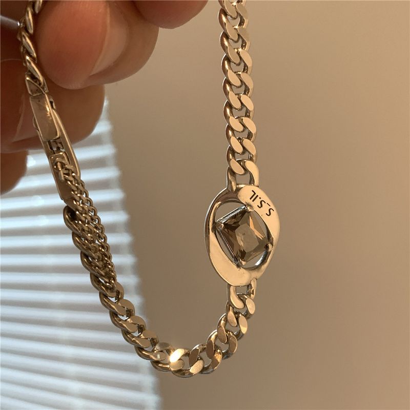 Bracciale in argento thailandese puro con zirconi per donna, bracciale unico con motivo geometrico irregolare cavo, moda di nicchia_voghion.com