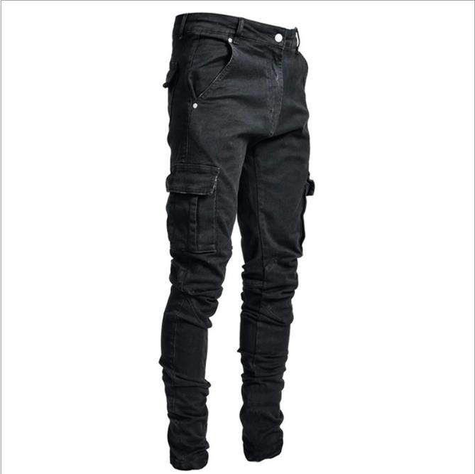 Large volume discount, high elasticity side pockets, small foot tight fitting jeans for men_voghion.com