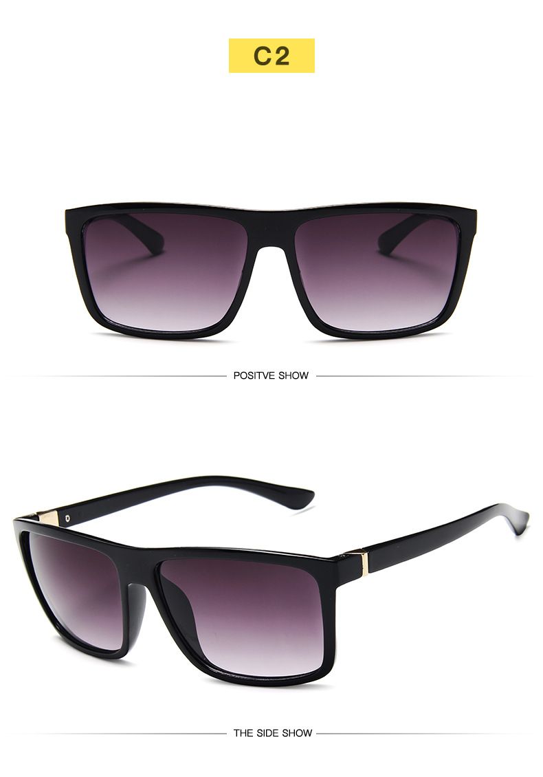 VOOTHOST Occhiali da sole polarizzati quadrati neri classici da uomo alla moda con specchio blu Occhiali da sole unisex vintage antiriflesso per la guida UV400 F0078_voghion.com