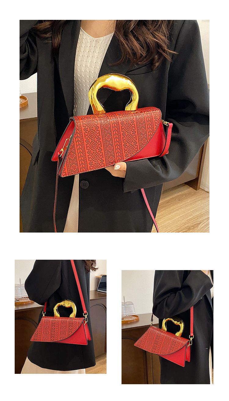 French Shell 2024 New Trendy Western style Electroplated Handbag Printed Splicing Bag_voghion.com