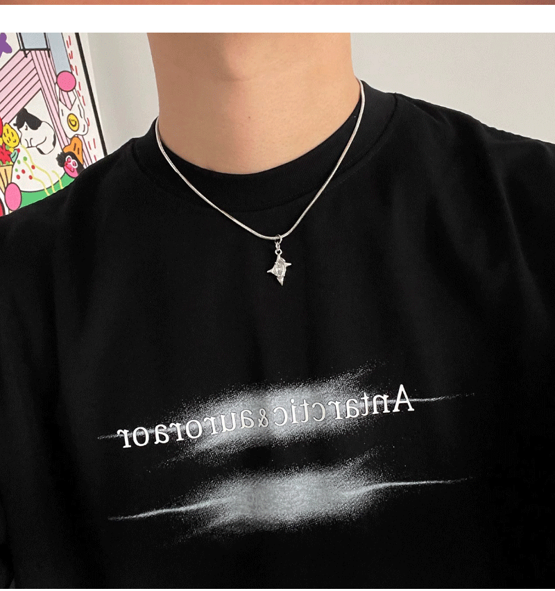 Cross Star Titanium Steel Necklace Men Trendy Handsome Niche Design Snake Bone For Women High-end Versatile Simple_voghion.com