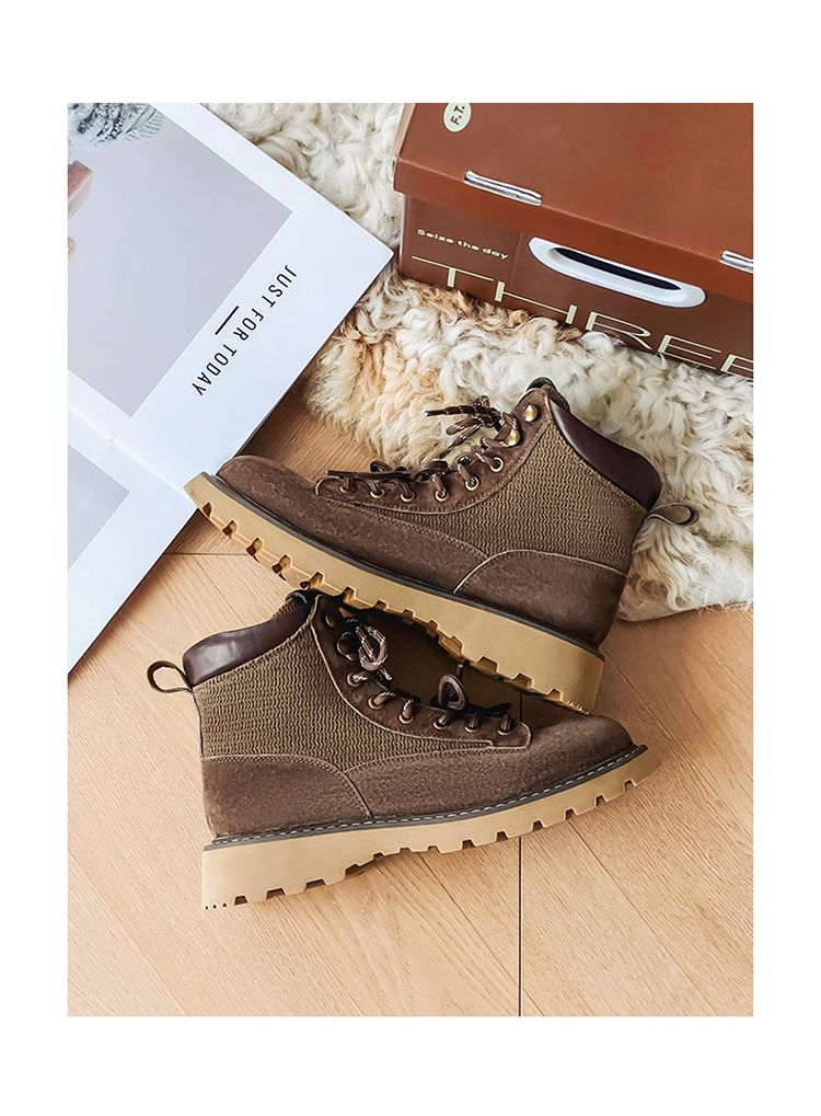 Fashionable Pairs Of Shoelaces Hiking Parka Couple Models Worker Boots_voghion.com
