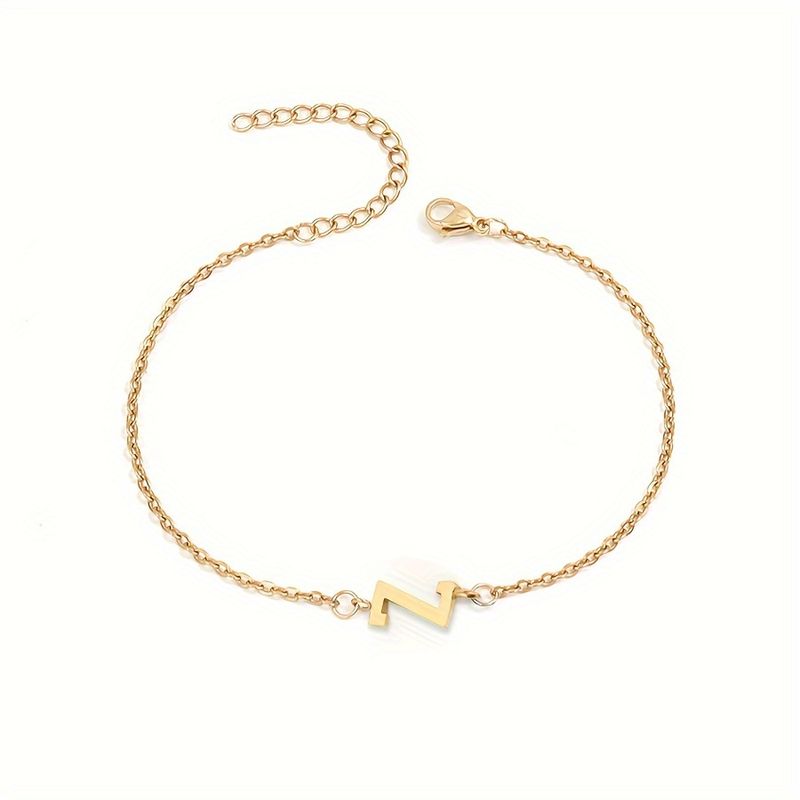 1pc Letter Shape Beads Thin Chain Bracelet, Simple Minimalist Hand Chain Unisex Jewelry Decoration_voghion.com