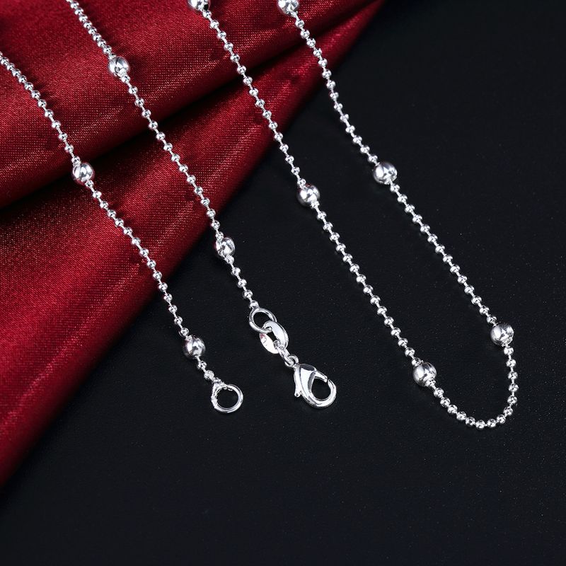 Fashion Sterg Sier charms Round beads chain Necklace For Women 16-24 inch Fashion party wedding noble Jewelry Holiday gifts_voghion.com