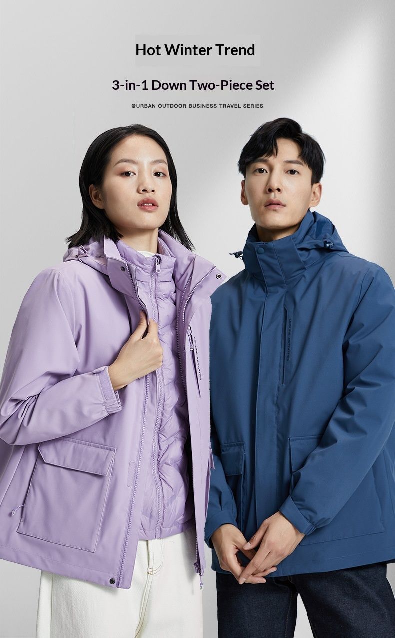 001 Neue 3-in-1-Daunenjacke für Herren, wasserdicht, dick gefüttert, ideal zum Skifahren, Reisen, als Windjacke, lässig, modisch und für Outdoor-Aktivitäten_voghion.com