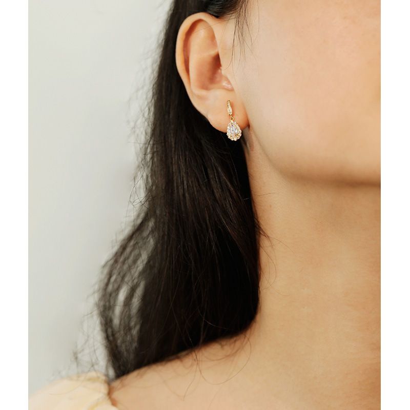 Orecchini pendenti in argento sterling con zirconi, orecchini placcati in oro elettroplaccati con diamanti, tutti abbinati_voghion.com