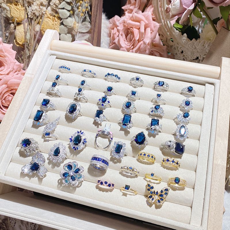 Damenring Blauer Wassertropfen Diamantring Blauer Korundfarbener Schatzring Verlobungsantrag Ehering Valentinstag Muttertagsgeschenk_voghion.com