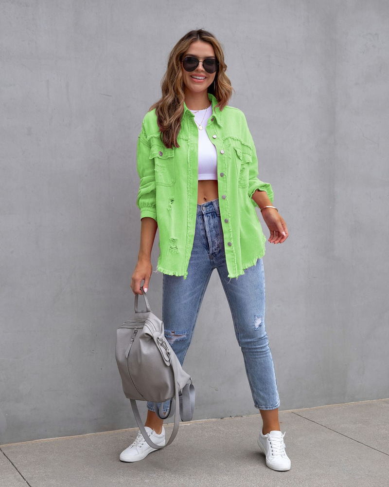 Lusumily Nueva Camisa Vaquera Estilo Primavera Otoño para Mujer Abrigo de Jean Casual para Mujer Ropa de Abrigo para Vacaciones Abrigo de Dama Estudiante_voghion.com