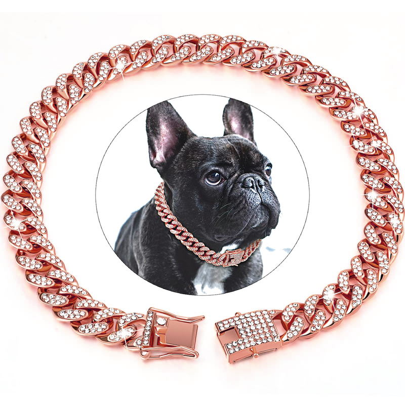 Funkelndes Hundehalsband in Diamantform: Sichere Metallkette und Schnalle für stilvolle Spaziergänge!_voghion.com