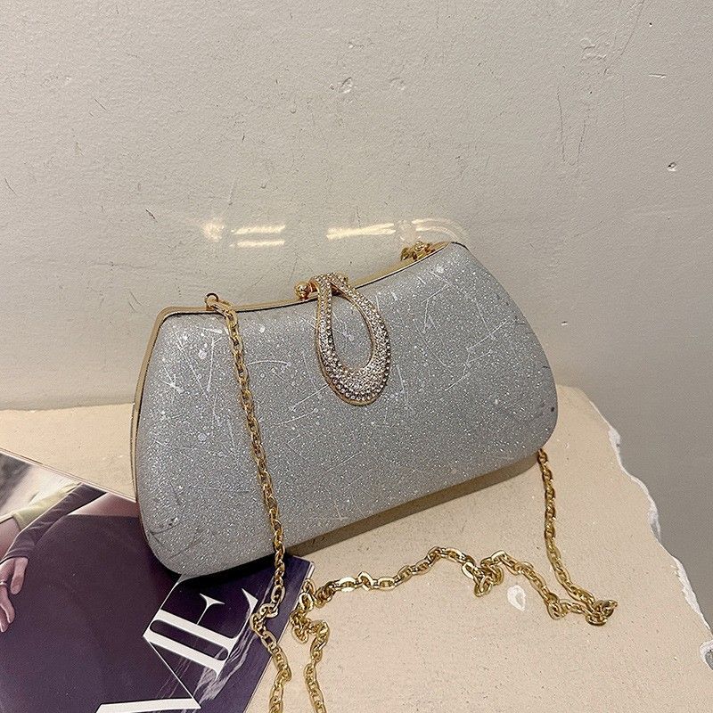 Nuova borsa a mano scintillante alla moda da sera, pochette da abbinare a spalla e piccola borsa quadrata._voghion.com
