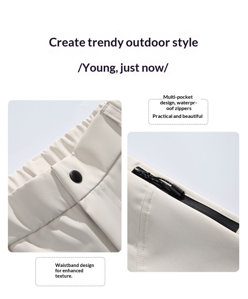 001 Outdoor Hiking Trekking Men Spring Autumn New Waterproof Cargo Elastic Waist Zipper Casual Long Pants_voghion.com