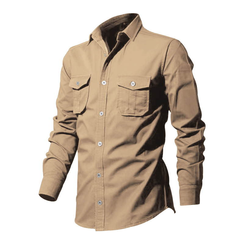 2024 Nova Estação Independente Transfronteiriça Camisa Masculina Multi-bolso Casual Manga Longa Camisa Masculina_voghion.com