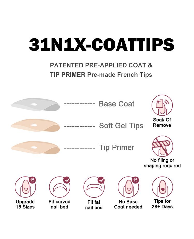 Nägel French Nail Sheet Nagel Patch Kurze Mandel Nagel Sheet Boxed 150_voghion.com