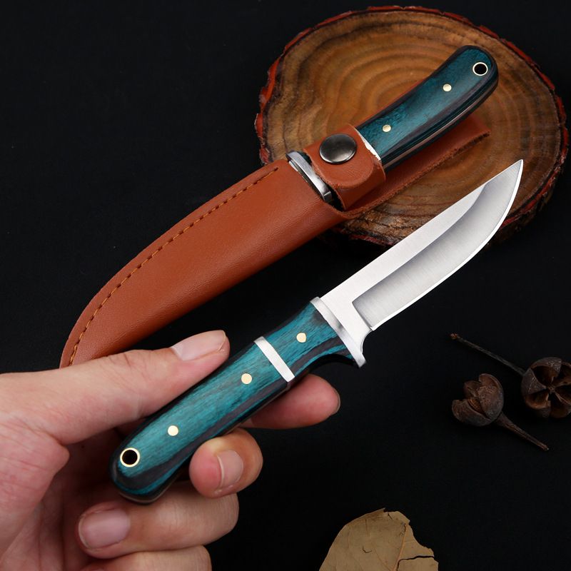 Autentico coltello da carne mongolo - Lama in acciaio inossidabile con manico in legno per agnello, frutta e cene all'aperto | Stile etnico tradizionale_voghion.com