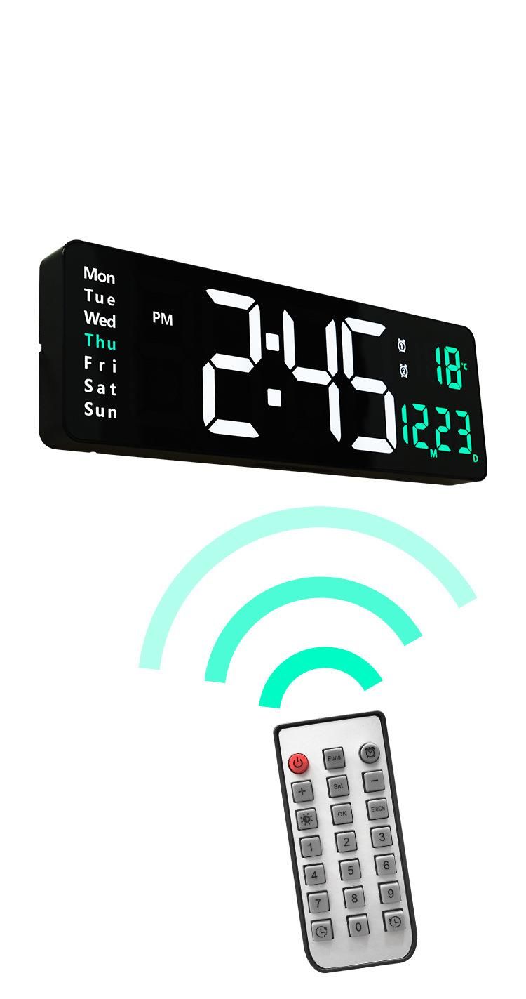 16inch Large Screen Function Display Nordic Digital Simple Living Room LED Wall Clock 6626_voghion.com