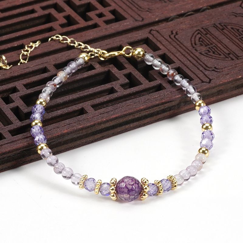 Set di collana con bracciale e perle rotonde in pietra naturale di ametista con cubetti di zucchero da 2 cm_voghion.com