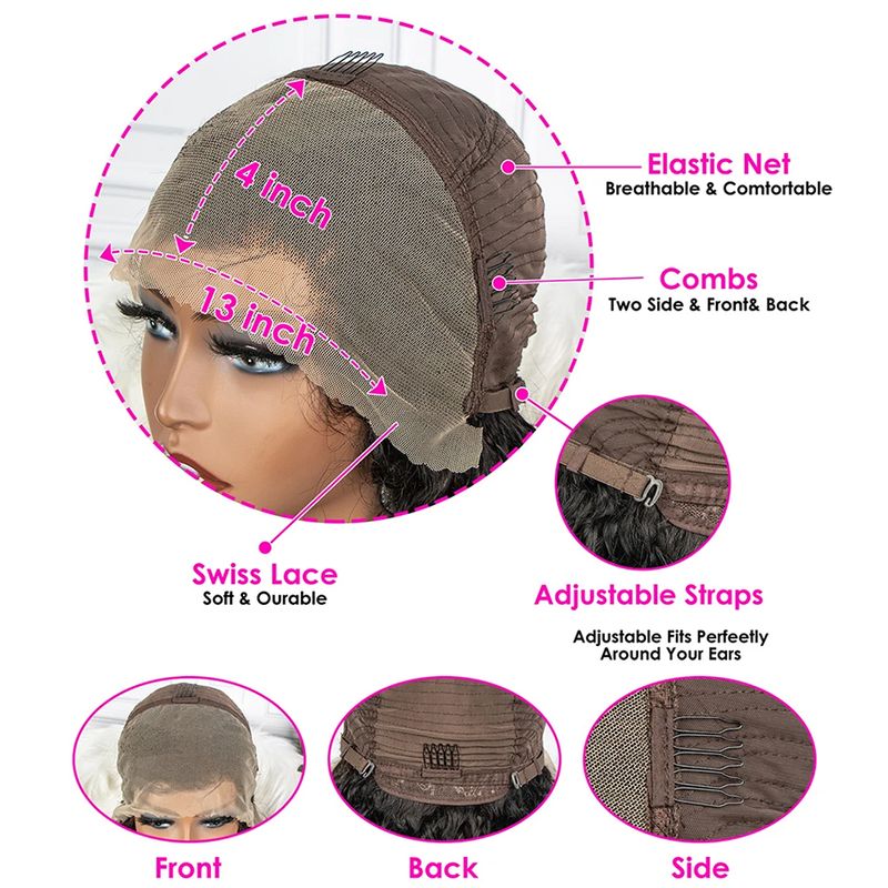13x4 Lace Front Afro Kort Lockigt Äkta Hår Förfärgat Framtill Flätat Afro Lockigt Äkta Hår Brasilianskt Spänstigt Lockigt Hår_voghion.com