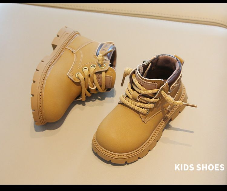 Otoño 2024, nuevas botas pequeñas de cuero para hombres y mujeres, botas Martin de caña media para bebés, edición coreana, zapatos para niños_voghion.com