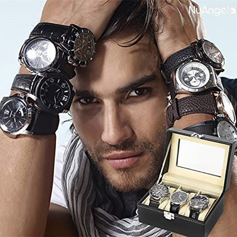 3 spor PU skinnklokkeboks Oppbevaring Display Oppbevaringsboks 3 spor PU skinnklokkeboks_voghion.com