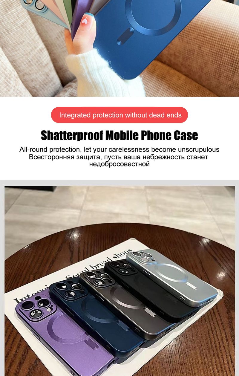 Mag Safe Matte Phone Cases For IPhone 11 13 12 14 15 Pro Max Plus Luxury Magnetic Shockproof Case Camera Lens Protector Cover_voghion.com