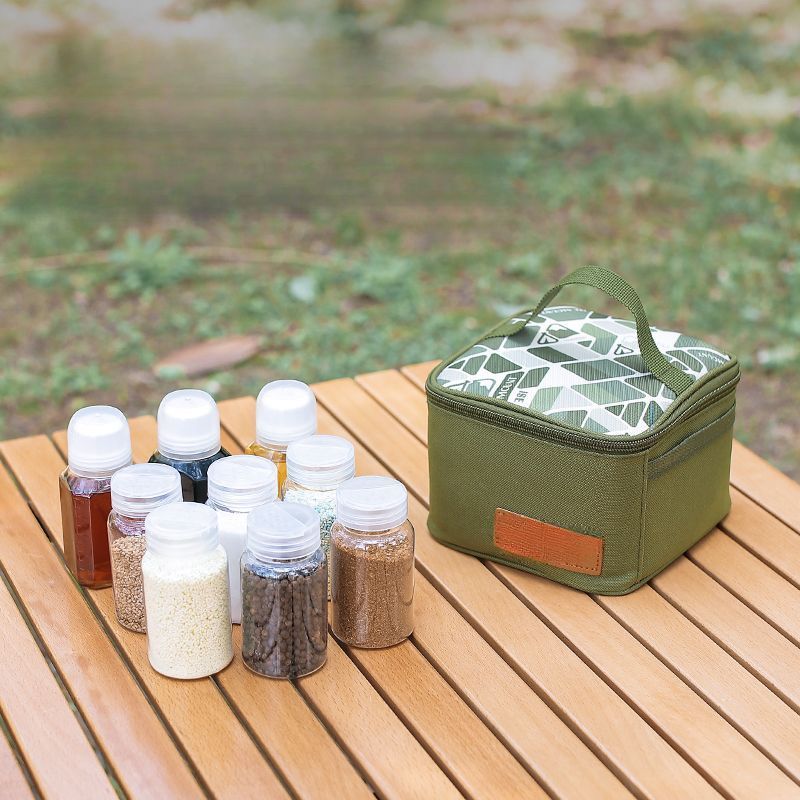 Outdoor Bottle Set Camping BBQ Condiment Pack Layered Storage Bag Portable Picnic Combination Seasoning Dispensing Jar_voghion.com