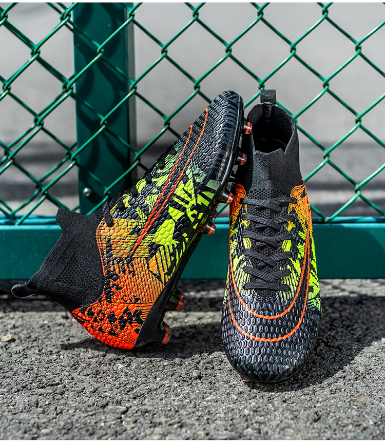 Cleats Men Soccer Shoes Football Boots Grass Training Match Sneakers Ultralight Non-Slip Long Spikes Unisex_voghion.com