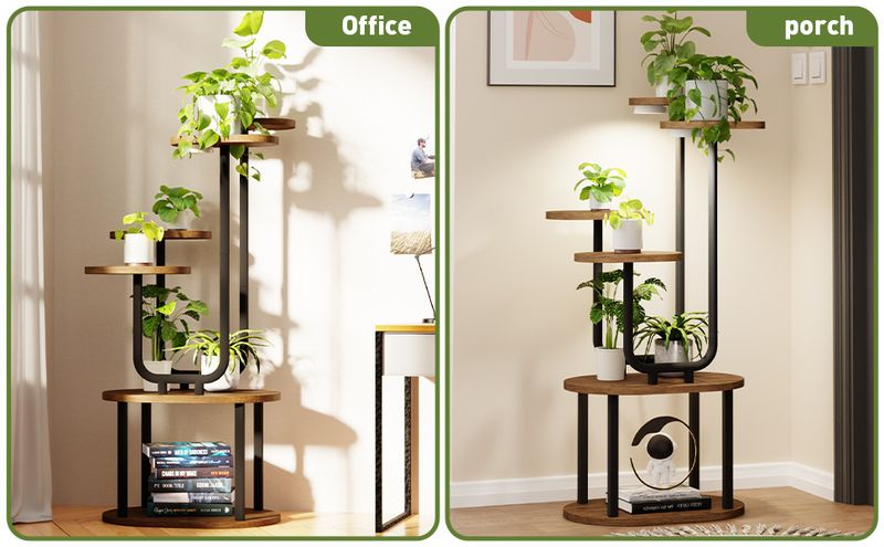 Indoor Support 6-Tier Metal Living Room Multiple Stands Corner Flower Double U-Shaped Plant Stand_voghion.com