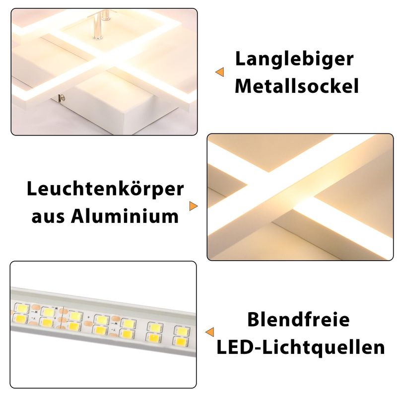 Glitzerlife Deckenlampe LED Deckenleuchte Weiß - 36W Wohnzimmerlampe Dimmbar Schlafzimmerlampe Mit Fernbedienung Modernes Design Deckenlampe Für Kinderzimmer Küche_voghion.com