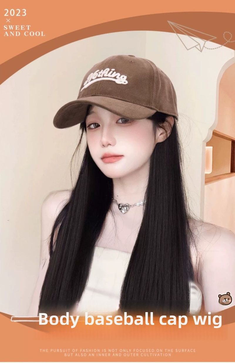 Baseball kappe perücke weibliche hut perücke integrierte künstliche haar mode wasser welligkeit Neue version krempe übergroßen perücke kappe_voghion.com