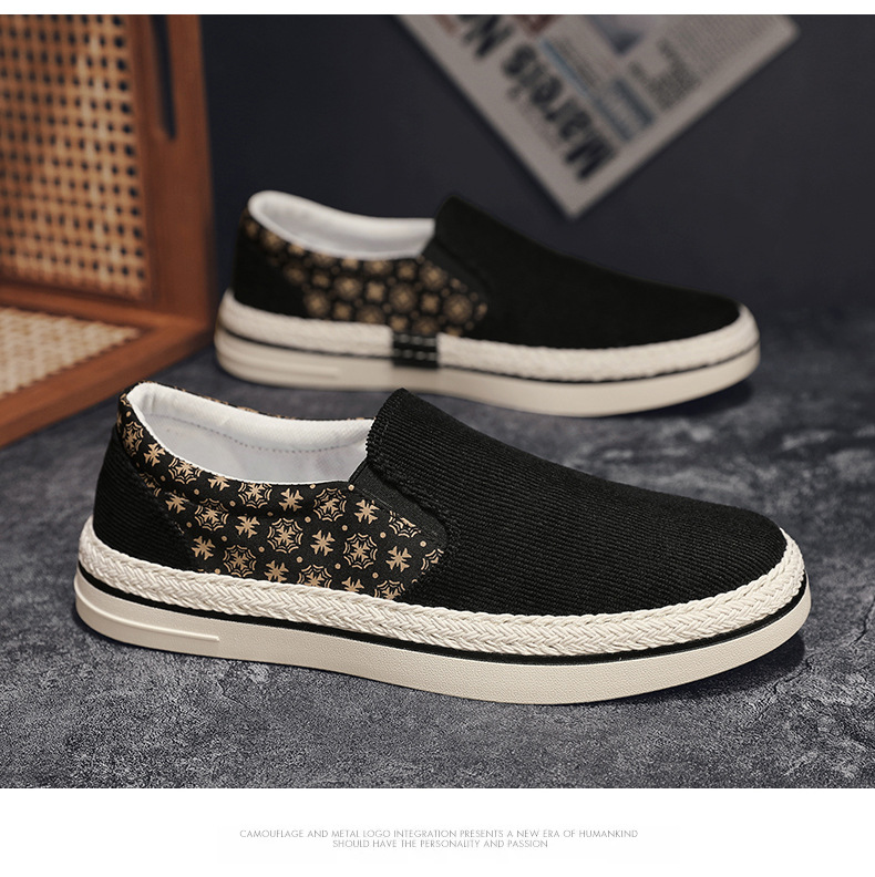Canvas with one foot for men, spring flat bottomed anti slip white, summer breathable, lazy fisherman, sports and_voghion.com
