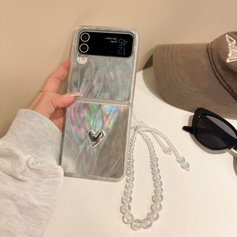ins feather yarn gradient for Samsung zflip5 folding screen phone case GalaxyZFLIP3/4 protective case_voghion.com