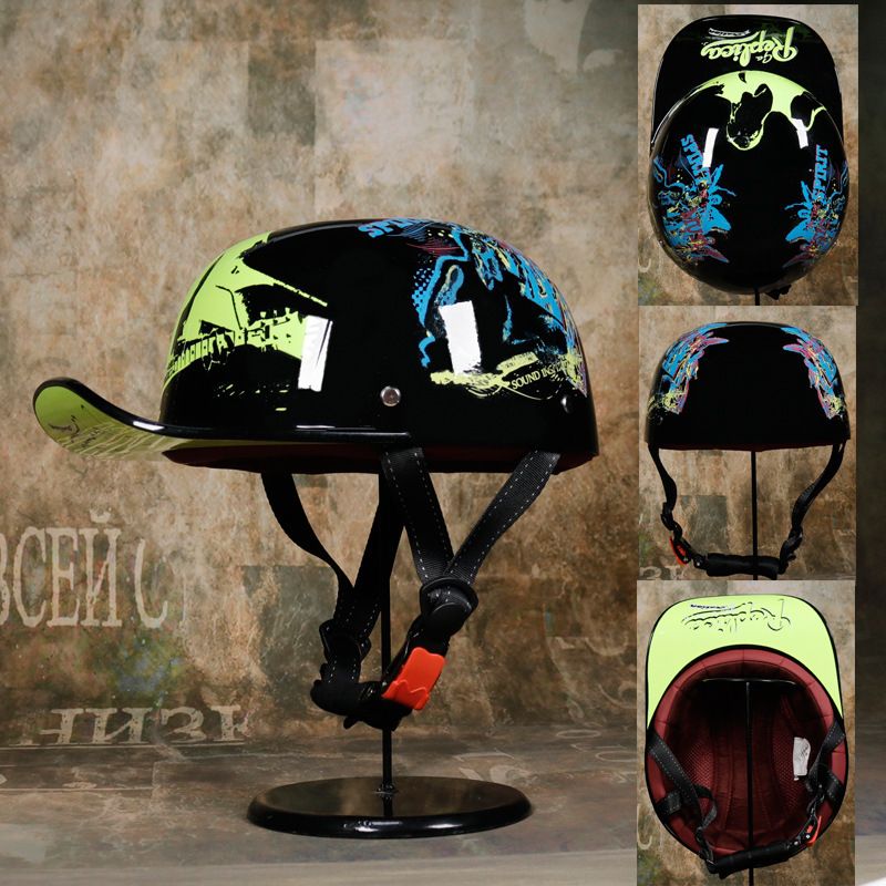 3C Retro Gangster Personalisierte Baseballmütze Männer und Frauen Bemalter Helm Scoop-Helm Entenschnabelmütze Helm Elektroauto Baseballmütze Halbhelm_voghion.com