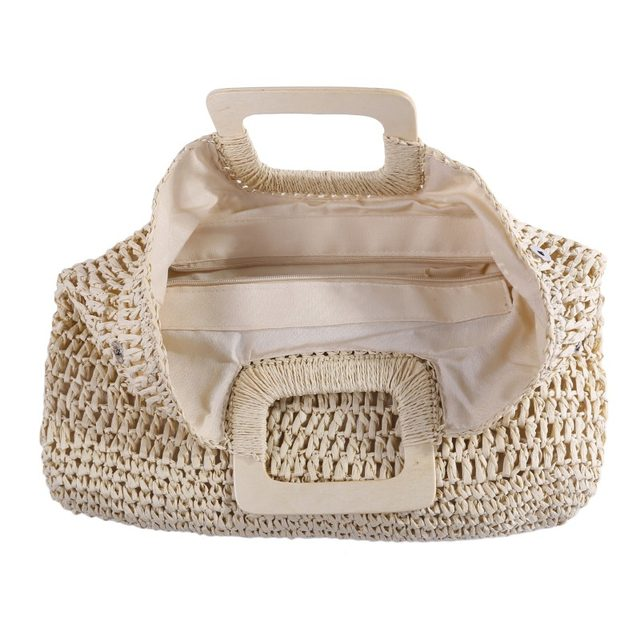 Borsa a mano da donna Borsa semicircolare intrecciata in vimini di vimini di grande capacità Borsa da viaggio casual da donna di grande capacità Bolsos di moda_voghion.com