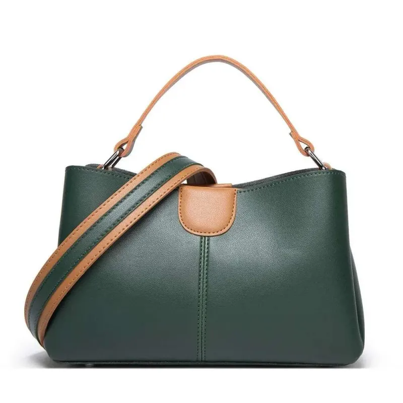 Designer 2025 Ladies Casual Color Block Splice Contrast Liner Handbag, Wide Strap Detachable Adjustable To Carry_voghion.com