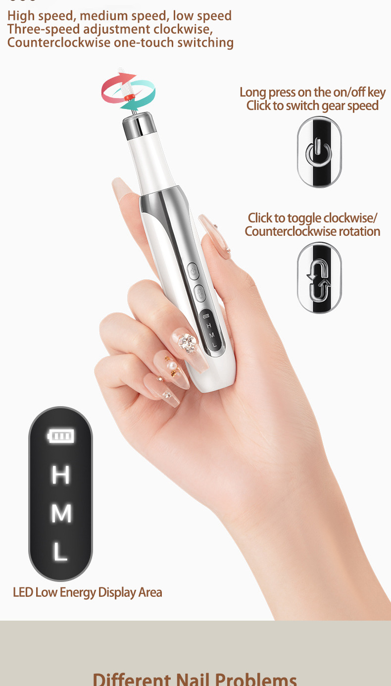 Uusi moottoripyöräkone Nail Art -erityinen kannettava manikyyrikone sähköinen manikyyrisarja Mini pieni sähköinen moottoripyöräkone_voghion.com