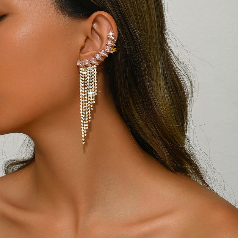 Unisex Earrings Personalized Tassel Earrings Fashionable Temperament Super Flash Diamond Claw Chain Earrings_voghion.com