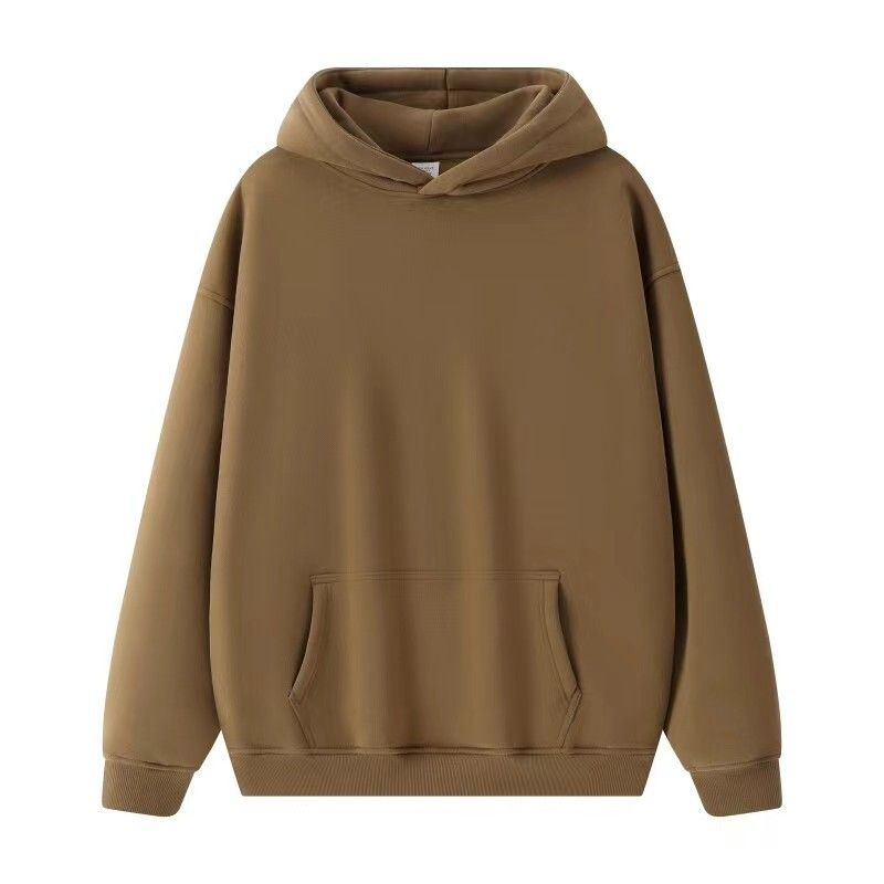 Felpa in pile da uomo, tinta unita, pullover da coppia, ampia, di media lunghezza, alla moda_voghion.com