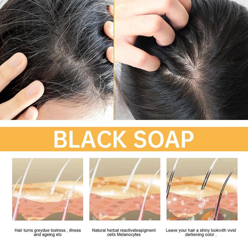 Nouveau shampooing assombrissant pour cheveux Polygonum haut de gamme 50 g en barre de savon couleur naturelle pour cheveux blancs et gris au cuir chevelu noir traitement soins capillaires_voghion.com