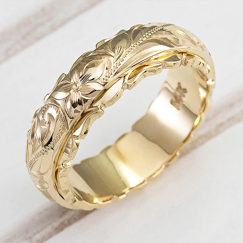 Anello a striscia con intaglio a sospensione in rame galvanizzato Cao Shi, regalo per anniversario di matrimonio, per donna_voghion.com