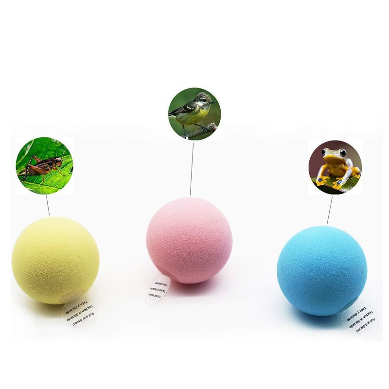 Juguete de entretenimiento chirriante para mascotas, pelota de peluche con gravedad de menta para gatos, chirriador de pájaro, rana, insecto y sonido_voghion.com