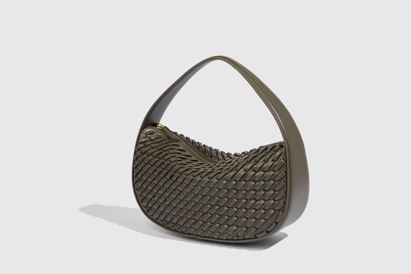 New Women's Bag With High-quality Green Weaving Effect And Hand-held Zipper Bag_voghion.com