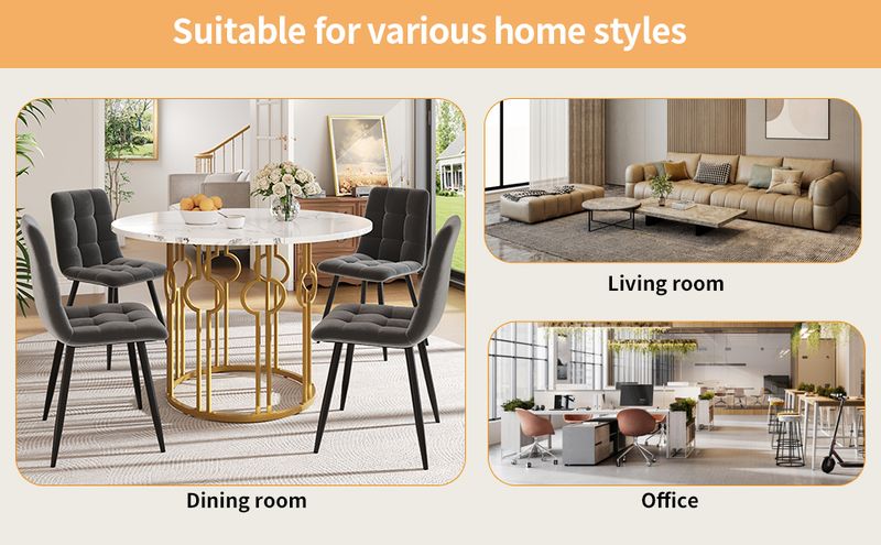 Rond Esstisch 100x76cm Avec Marmorplatte, Goldene Beine_voghion.com