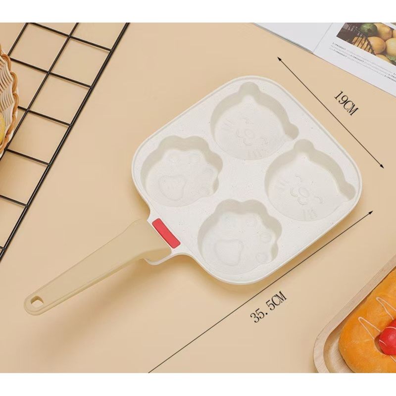 Home Cute Breakfast Children's Cartoon Four-Hole Egg Non-Stick Maifan Stone Flat Frying Burger Pan_voghion.com