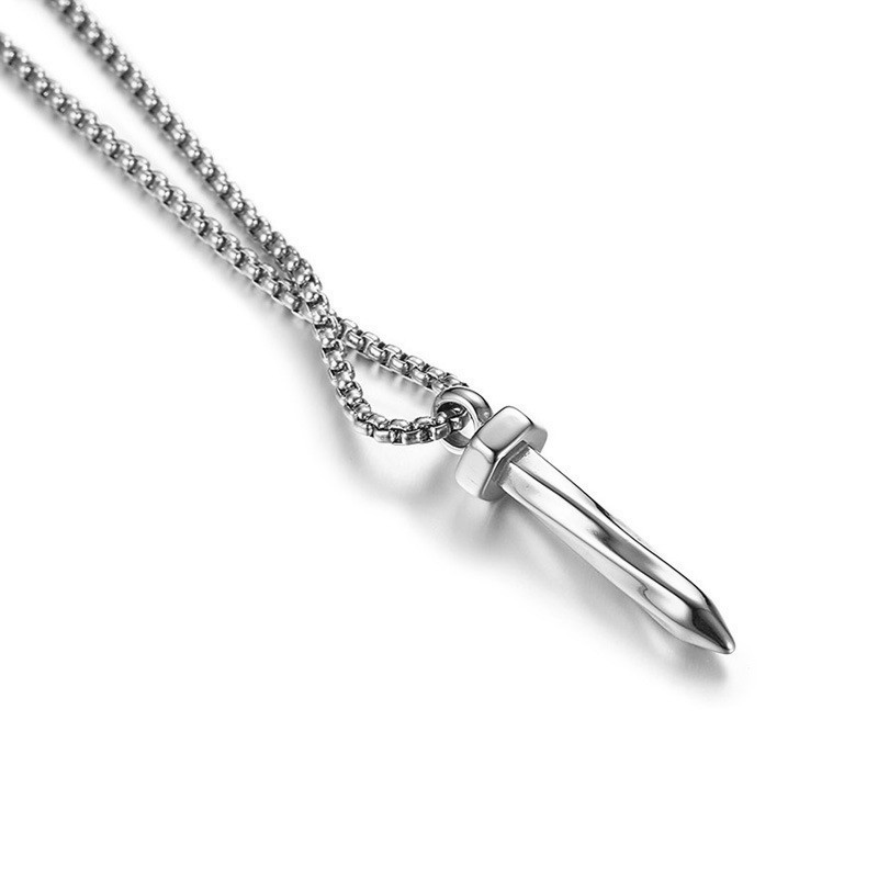 Design-Nagel-Halsketten für Herren, modischer, gedrehter Edelstahl-Snag-Anhänger mit Box-Kette, cooler Punk-Rock-Halsschmuck_voghion.com