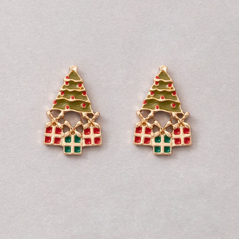 Orecchini a bottone con design creativo, calzini rossi e verdi, per Natale, alce, casa carina, temperamento, gioielli per le orecchie_voghion.com