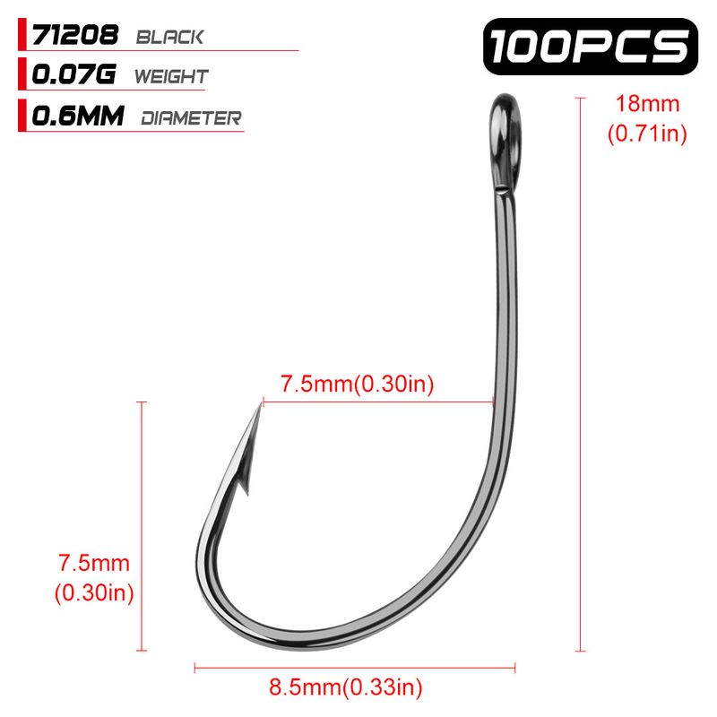 Sea High Carbon Steel Fishing Naked Brown Black Fly Hair Barbed Circle Single Hook_voghion.com