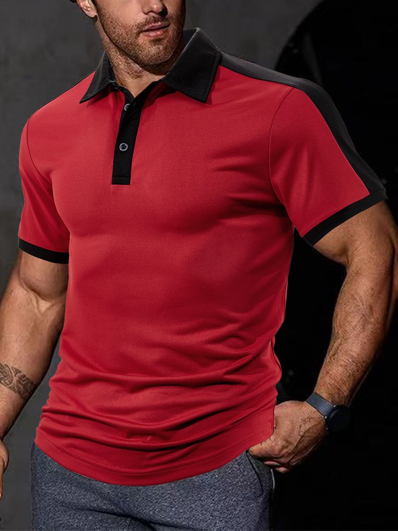 Polo da uomo a maniche corte in twill di cotone perlato, casual, estivo, di qualità imbattibile, con colletto._voghion.com