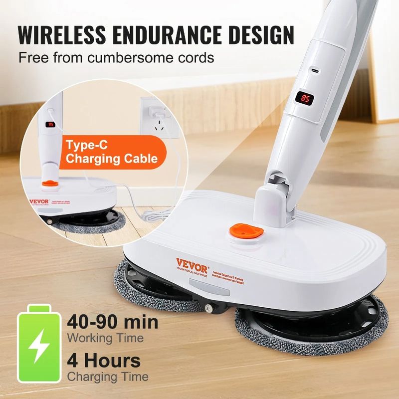 Light Mop Up 40 Dual Tank Mop To Electric Microfiber 4 Water With S 4 LED Spin Electric Cordless And Pads Battery Tra Mins Mop_voghion.com