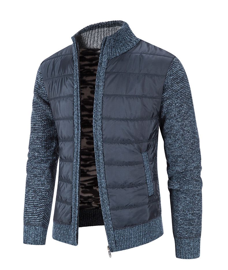 Cardigã masculino com gola alta, jaqueta slim fit e suéter de lã plus size_voghion.com